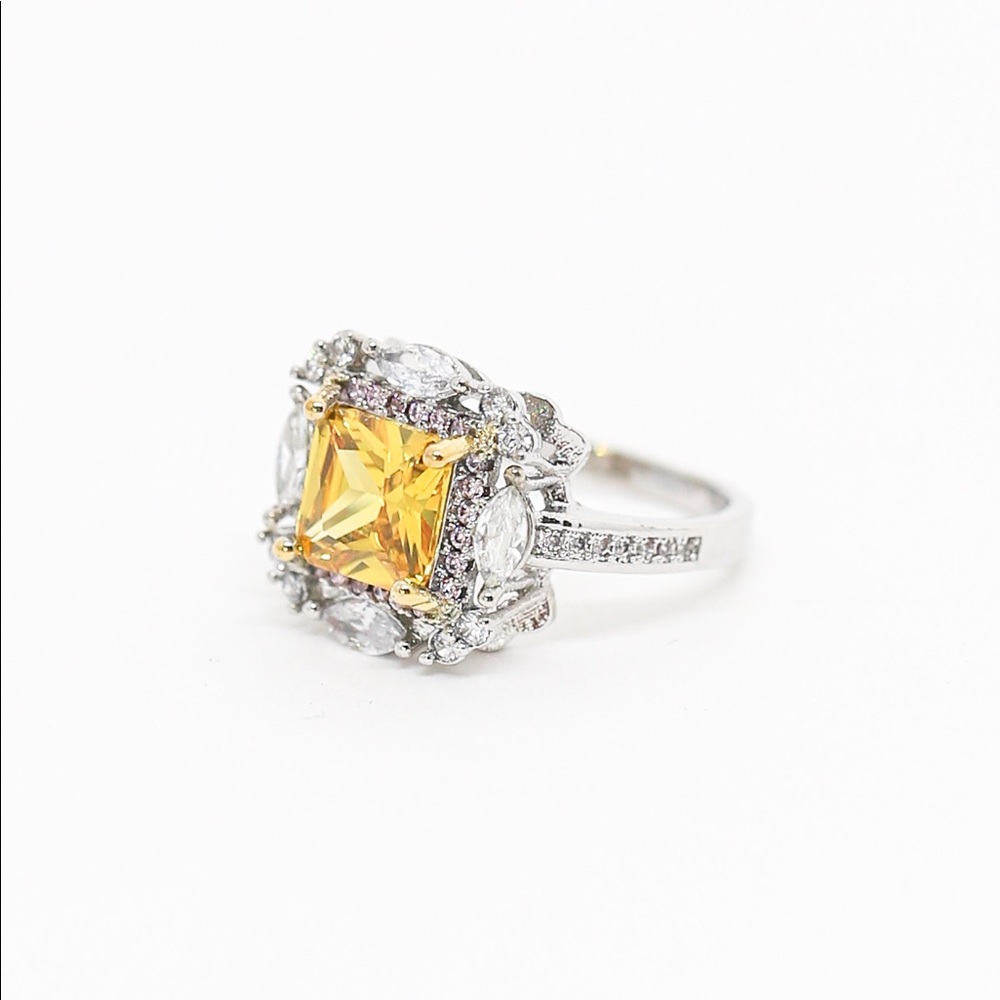 18k Gold Dipped Yellow Pink Topaz Engagement - Picture 11 of 12